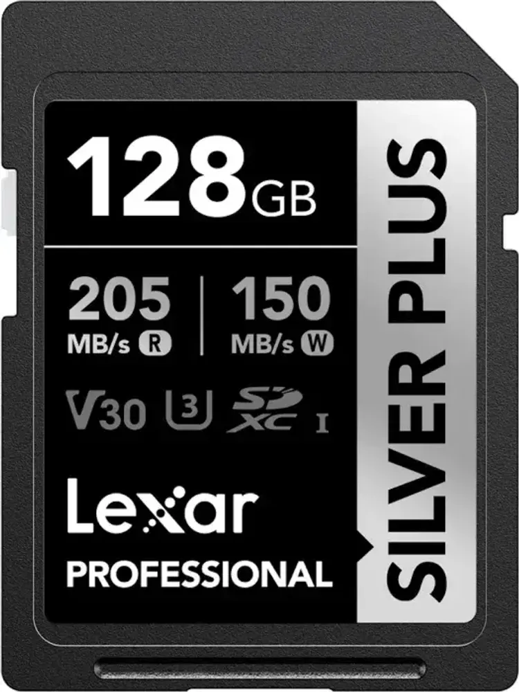 Карта памяти Lexar Professional SILVER PLUS SDXC 128GB UHS-I U3 V30 C10, R/W 205/150 МБ/с