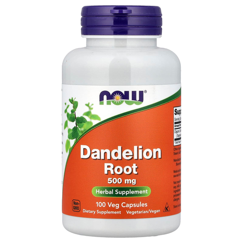 NOW Foods, корень одуванчика, 500 мг, 100 вегетарианских капсул