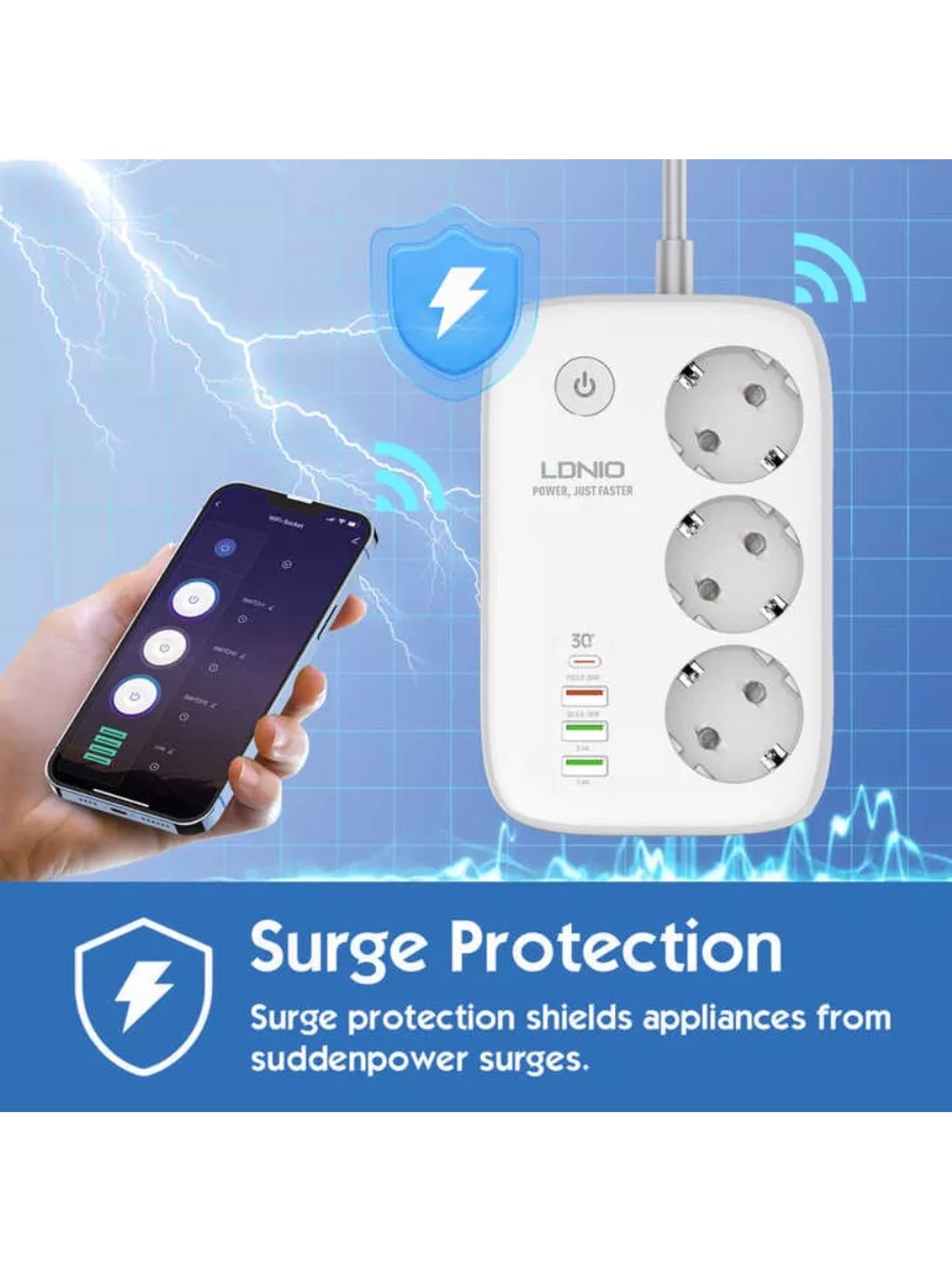 Умный сетевой удлинитель SEW3452 с Wi-Fi