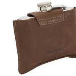 Фляжка Barbour Oblong Hip Flask в коричневом кожаном чехле - 4 унции