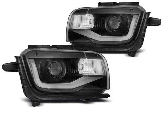 Передние фары Tube Light для Chevrolet Camaro V (09-13) черные