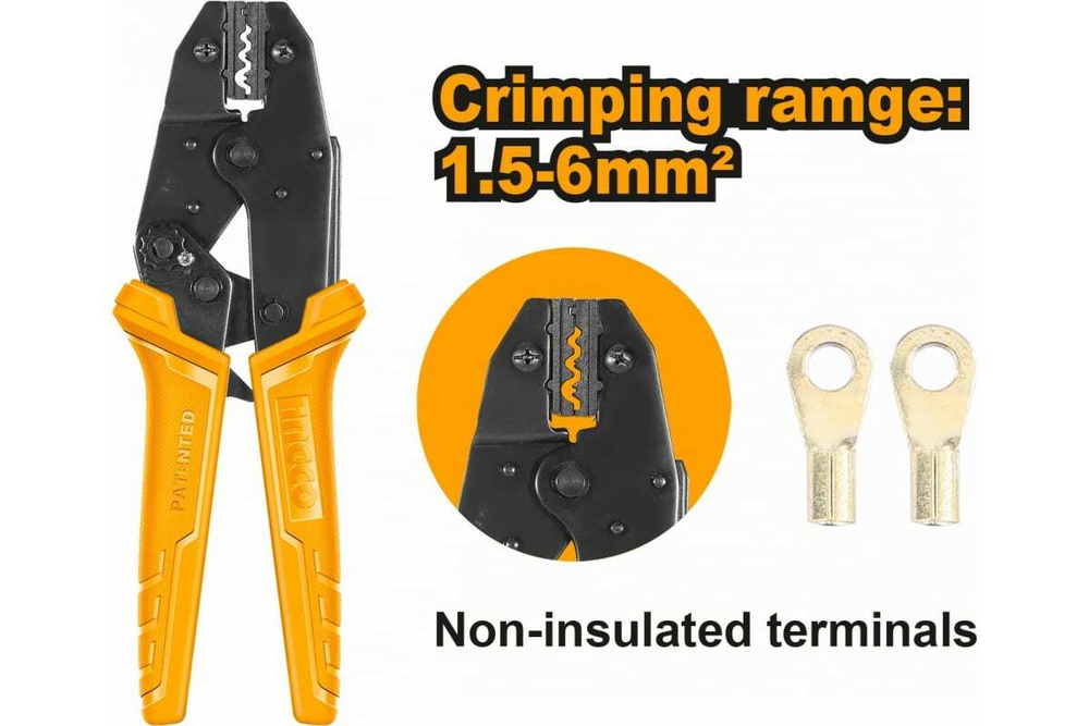 Трещоточные клещи для обжима INGCO INDUSTRIAL 225 мм HRCPL1506