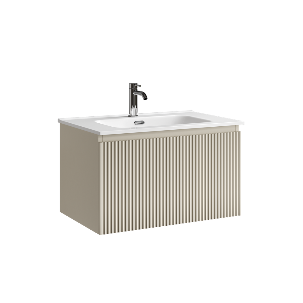 Тумба подвесная SANCOS Сноб Р 1.0 (Snob R 1.0) 690х445х406, c одним ящиком оснащенным доводчиками  Бежевый матовый (Beige Soft), арт. SNR1.070CE