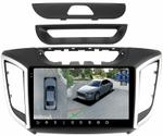 Магнитола для Hyundai Creta 1 2016-2021 (рамка 9) - FarCar BX9-360-8004-9 монитор 9.5" 2K QLED на Android 13, Быстрая, CarPlay, 4G SIM-слот, 4 камеры в комплекте