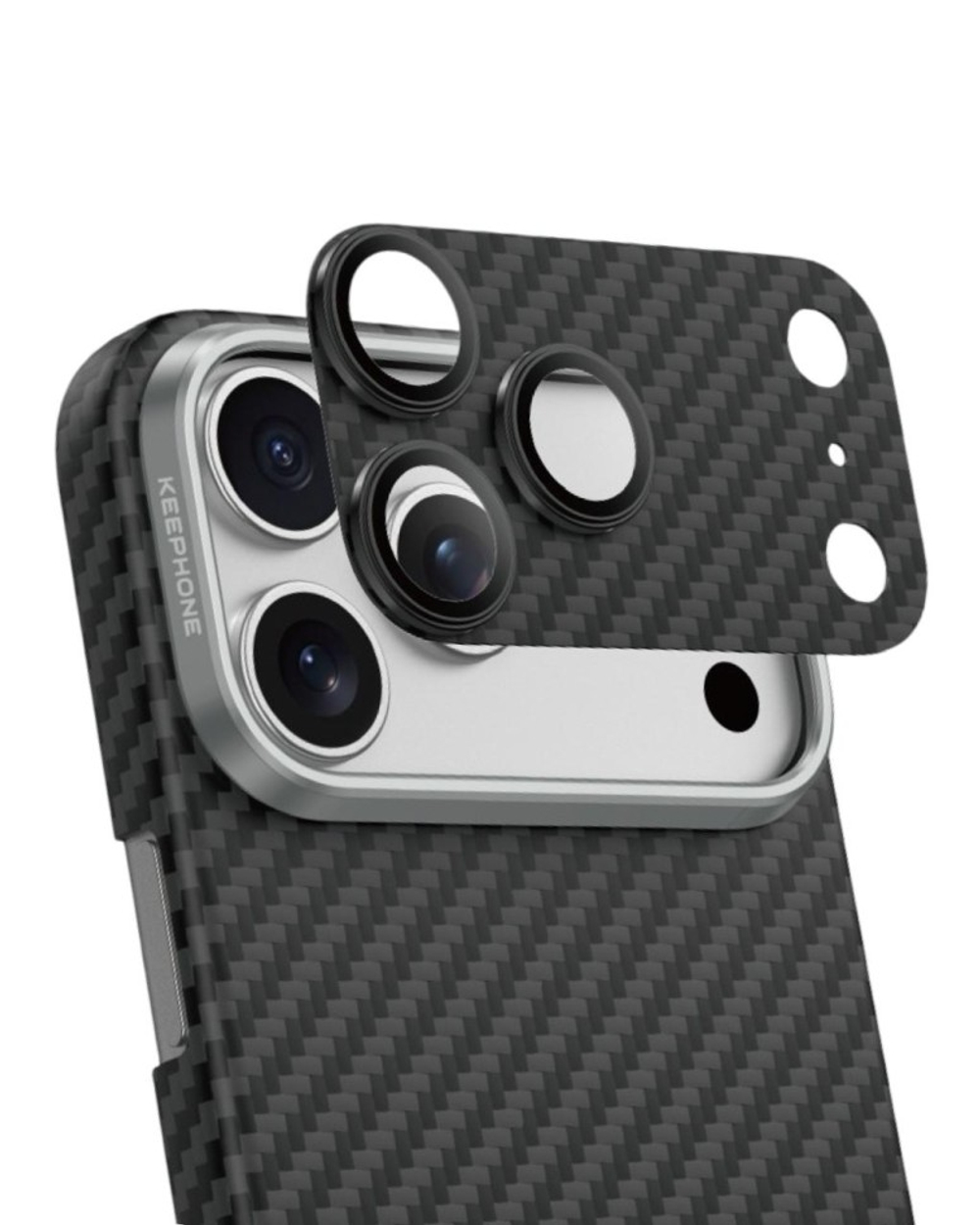 Защитное стекло i-Phone 17 Pro Max на линзы камеры Keephone Kevlar Lens черное