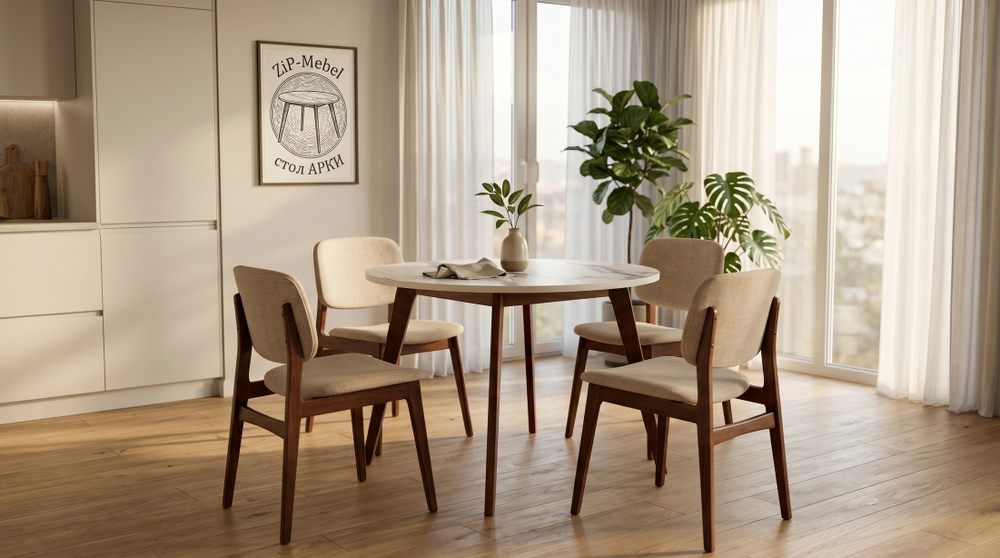 Стол Zip-mebel Arki K 100 орех/белый мрамор