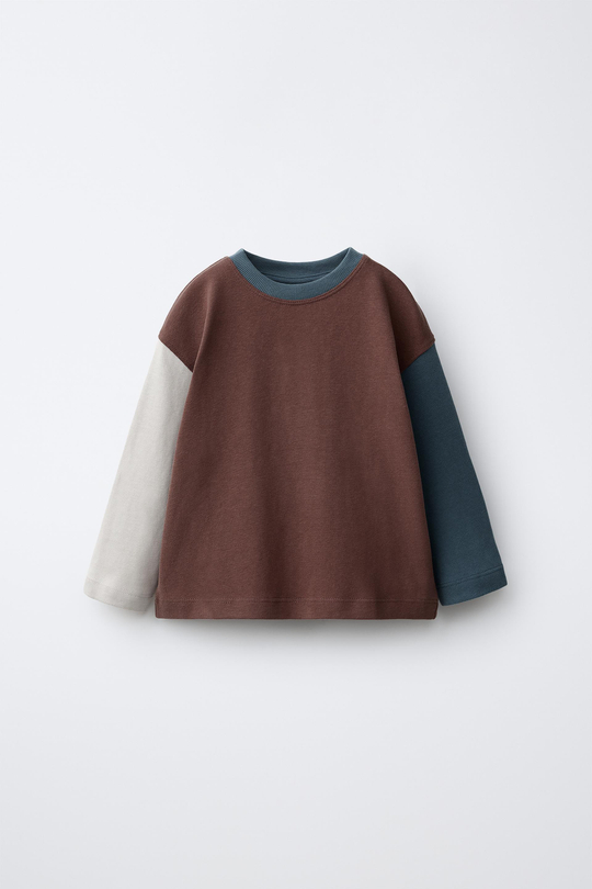 ZARA ЛОНГСЛИВ HEAVY SOFT COLOR BLOCK, БОРДОВЫЙ