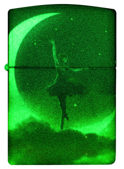 Зажигалка Zippo Mythological с покрытием Glow In The Dark Green, латунь/сталь, черная, 38x13x57 мм