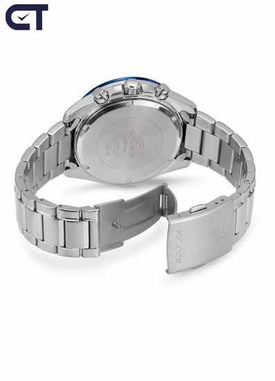 CASIO EFV-590D-2AVUDF EDIFICE мужские наручные часы — спортивный хронограф с синим циферблатом и красными акцентами