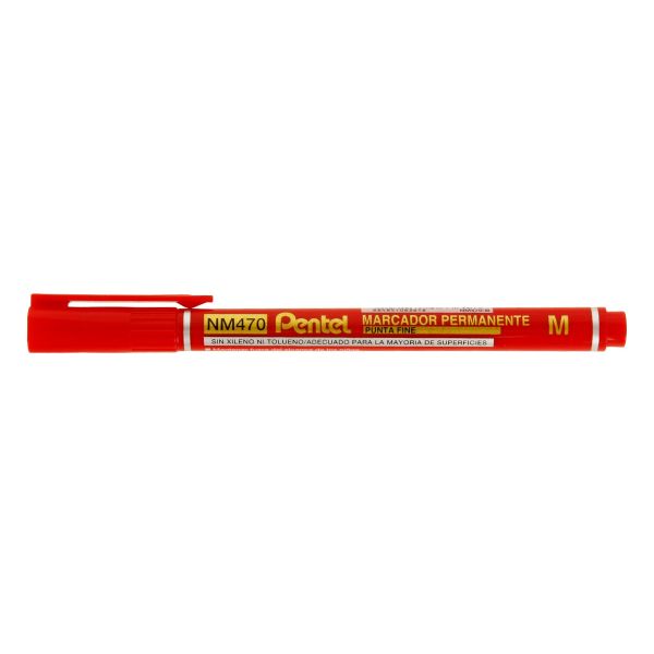 Маркер перманентный 1 мм, Medium Point, 12 шт, красный, Pentel NM470-B