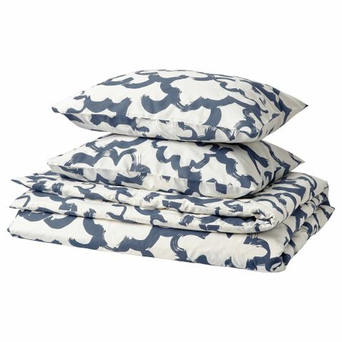 Комплект постельного белья IKEA EKPURPURMAL (ЭКПУРПУРМАЛ), Двуспальный, Белый с рисунком, 240x220, 50x80 см