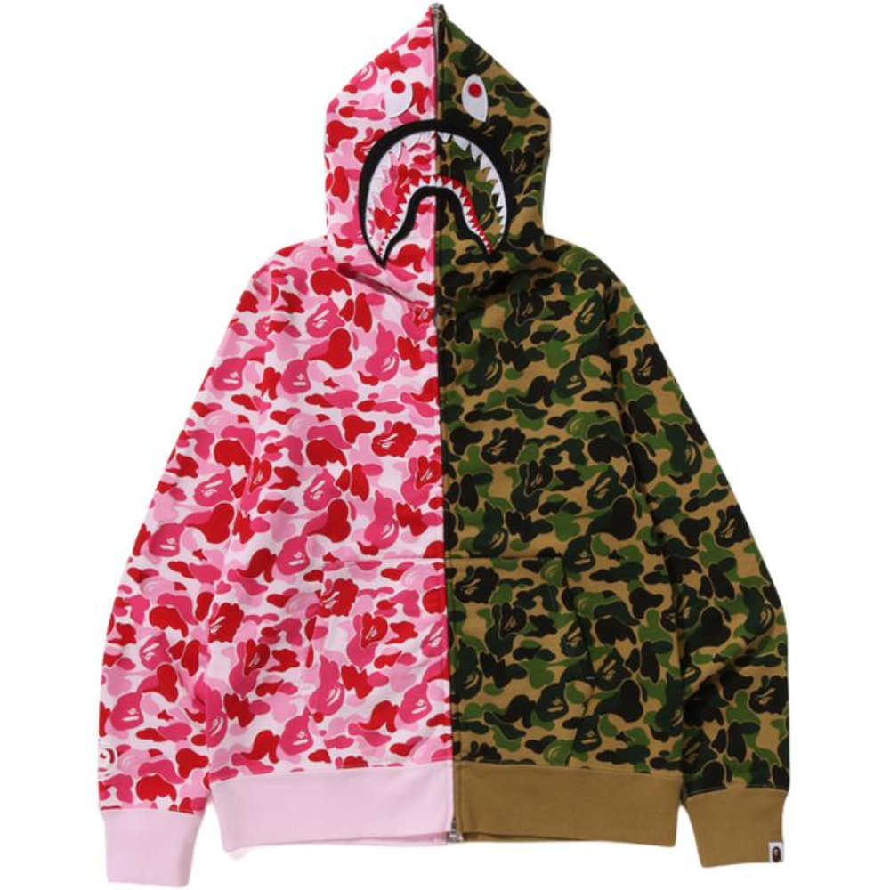 A Bathing Ape Bathing Ape Abc Camos Separate Shark Full Zip Худи розовый зеленый