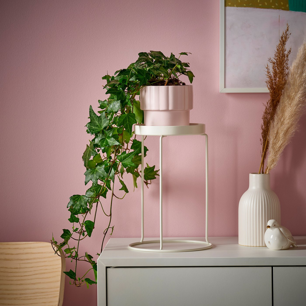 IKEA LÅNGNÄBB  (ИКЕА ЛОНГНЭББ)  -  Подставка для цветочного горшка - для дома/улицы/белая 26 см