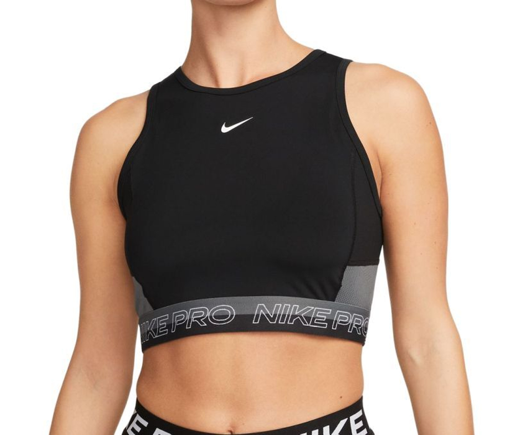 Женский топ теннисный Nike Pro Dri-Fit Cropped Training Tank Top - черный