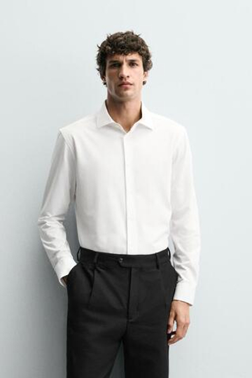 ZARA РУБАШКА REGULAR-FIT, БЕЛЫЙ