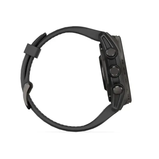 Мультиспортивные GPS часы Garmin Fenix 8S (43 mm) AMOLED, Sapphire Carbon Gray DLC Titanium with Black/Pebble Gray Silicone 010-02903-21