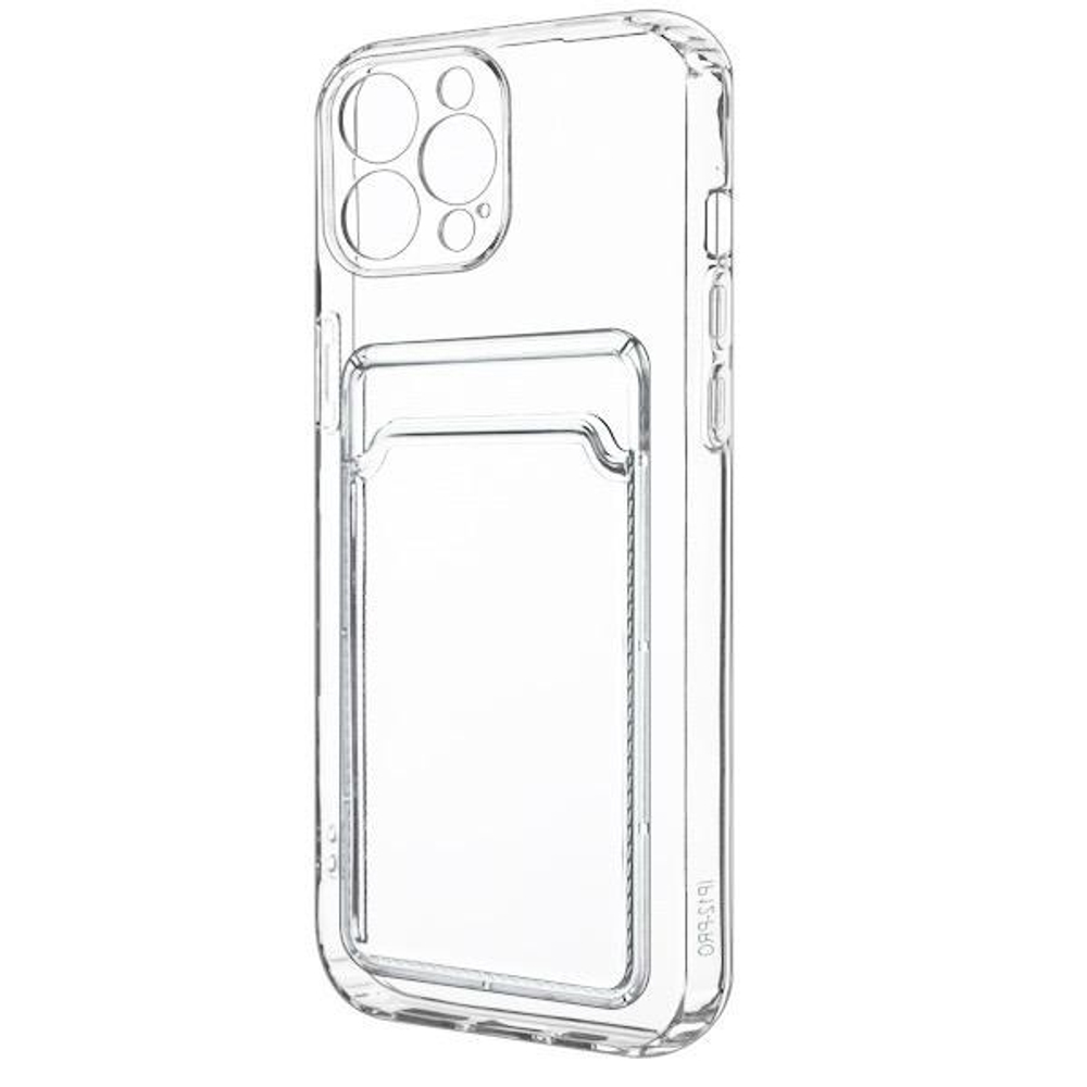 Чехол-накладка силикон с карманом под карту i-Phone 12 Pro 6.1" прозрачная