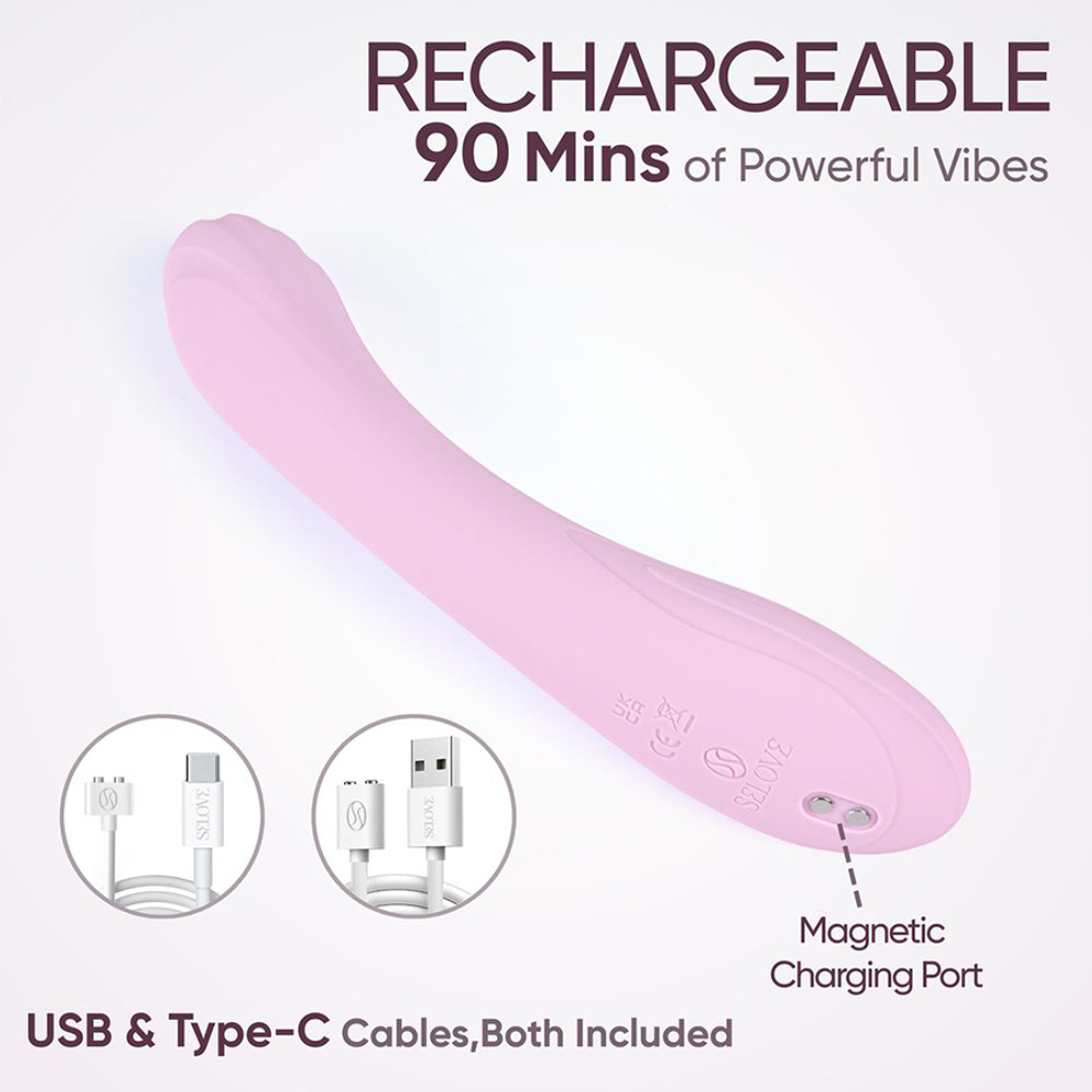 Розовый изогнутый вибратор 20,3см для стимуляции зоны G Selove CurveRush Precision Power for Your Sweetest G-Spot Pink