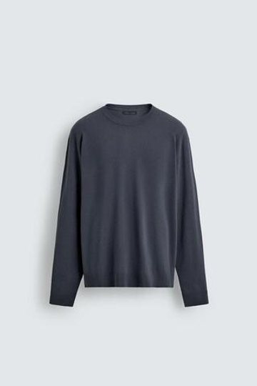 ZARA СВИТЕР ИЗ ВИСКОЗЫ С РЕЛЬЕФНЫМ УЗОРОМ, ВАСИЛЬКОВЫЙ