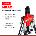 Заклёпочник ручной для заклепок из алюминия и стали MIRAX 3.2-4.8 мм, 420 мм/двуручный силовой