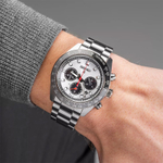 SEIKO Panda Collection PROSPEX Solar Movement Stainless Steel Strap Watch Men"s Watches White Dial