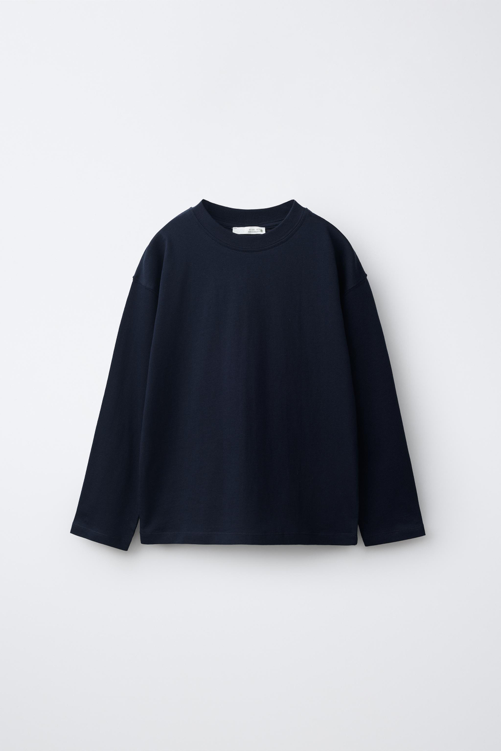 ZARA НАБОР ИЗ ТРЕХ ОДНОТОННЫХ ФУТБОЛОК С ДЛИННЫМИ РУКАВАМИ, МОРСКОЙ СИНИЙ