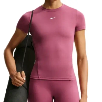 Женская теннисная футболка Nike One Fitted Short Sleeve - pink smoke/white