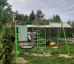 Уличный комплекс с двумя качелями зеленый