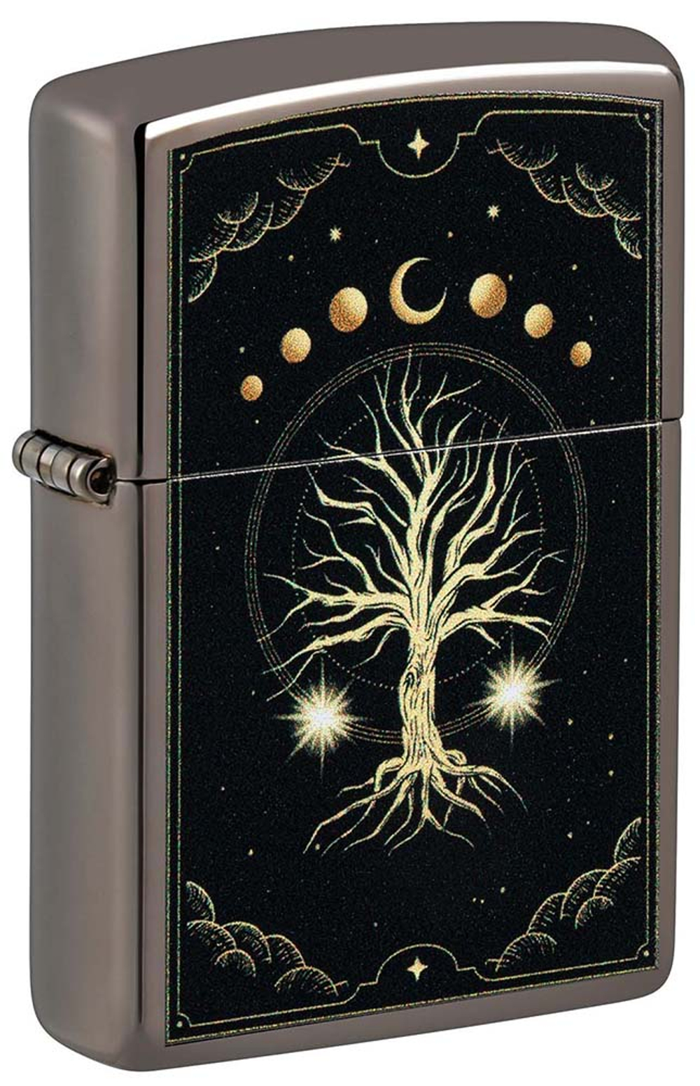 Зажигалка Zippo Mystic Nature Design с покрытием Black Ice®, латунь/сталь, черная, 38x13x57 мм
