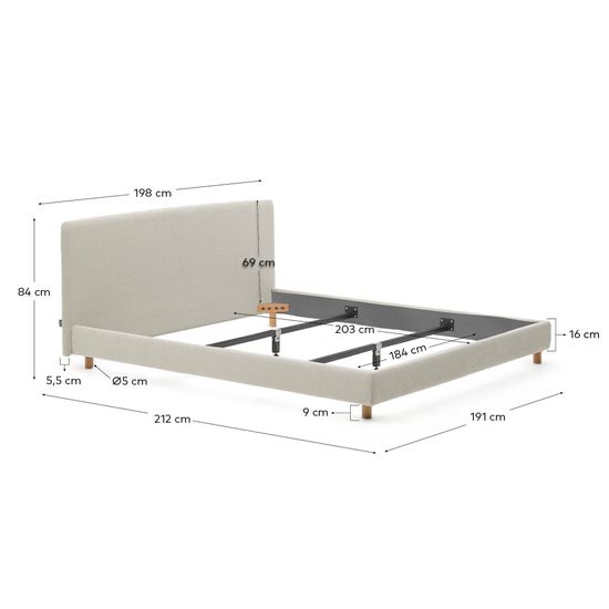 Кровать Valma La Forma из жемчужного шенилла со съемным чехлом для матраса 180 x 200 см