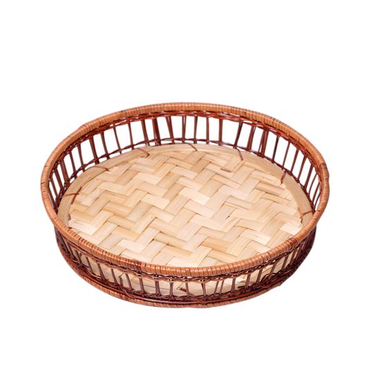 Форма керамическая для запекания 2,1 л. круглая Kamille KM-6305 (29х29х5 см) с ротанговой корзинкой