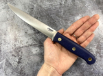 Нож Рыбацкий L, N690, микарта синяя, насечка, 219.0956