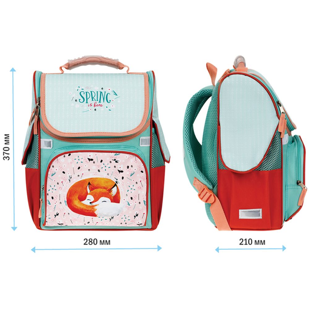 Ранец ArtSpace Junior "Foxy" 37*28*21см, 1 отделение, 3 кармана, анатомическая спинка