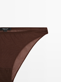 Massimo Dutti Трусы из полупрозрачной ткани с металлизированной отделкой, коричневый