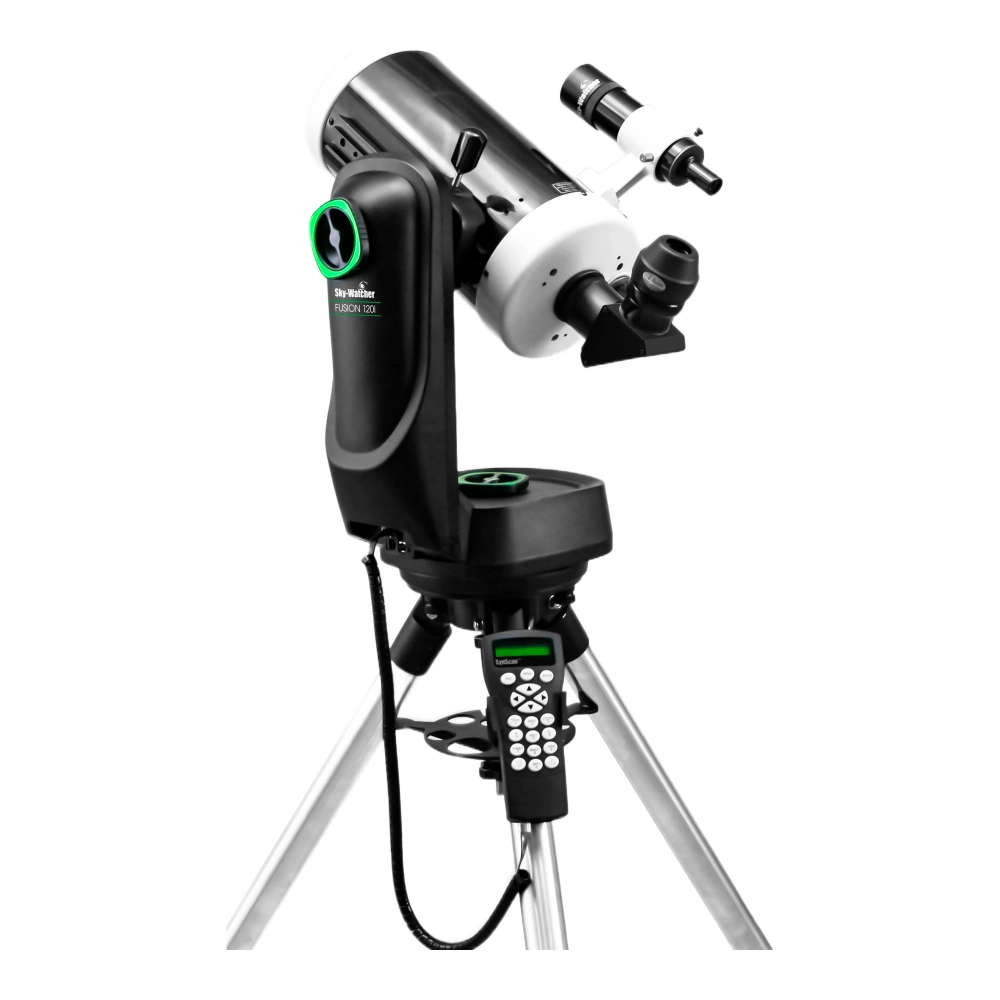 Телескоп Sky-Watcher SKYMAX MAK150 Fusion 120i - общий вид на треноге с пультом SynScan