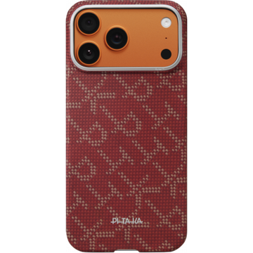 Чехол Pitaka Monogram Ultra-Slim Case для iPhone 17 Pro, красно-золотой