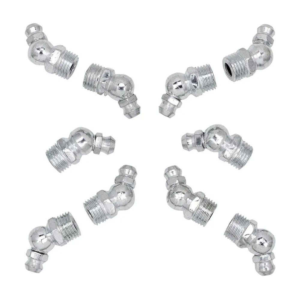 Пресс-масленка 10мм угловая (45град.), комплект 10 шт. RockForce RF-GN-01-45-10MM