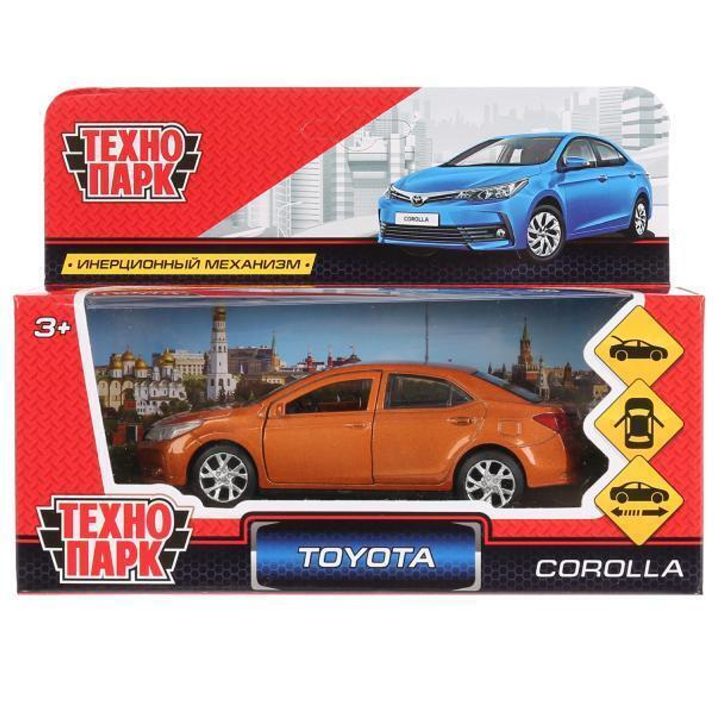 Модель ин. мет. "Toyota Corolla" 12см, открыв. двери, золотой COROLLA-GD (Технопарк)