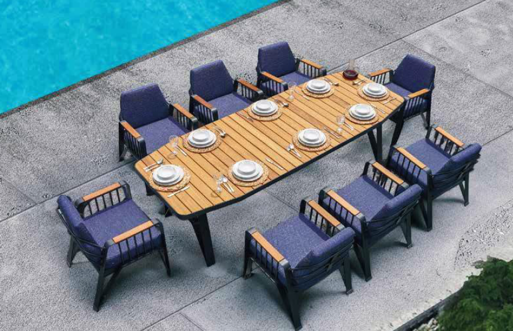 Столовая группа Ocean Dinning Set. Алюминий, ироко. Поставка 45 дней.