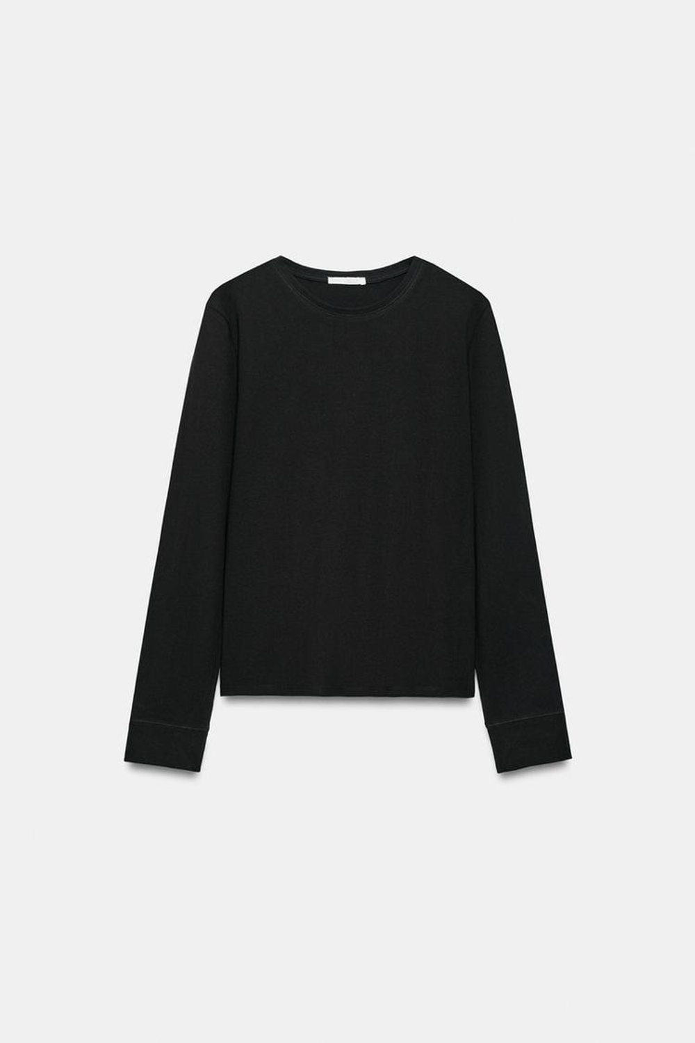 ZARA ФУТБОЛКА ИЗ РУСТИКАЛЬНОГО ХЛОПКА, ЧЕРНЫЙ
