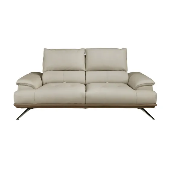 2-местный диван из серо-коричневой кожи, модель 6248
