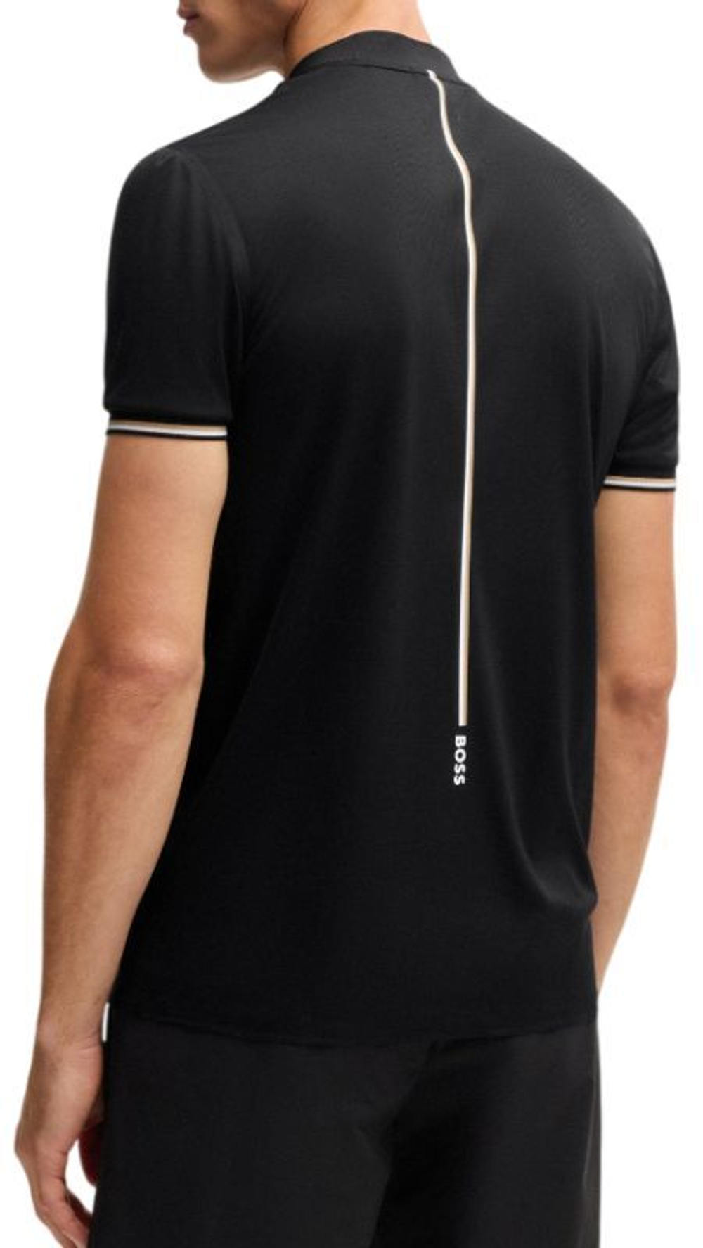 Мужское теннисное поло BOSS Active Slim Fit - черный