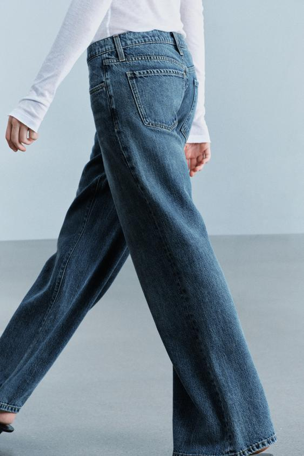 ZARA ДЖИНСЫ WIDE-LEG С НИЗКОЙ ПОСАДКОЙ — ZW COLLECTION, КОРОЛЕВСКИЙ СИНИЙ