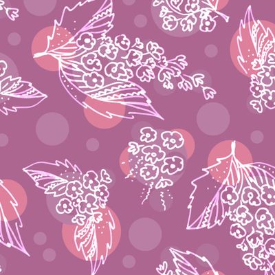 Цветы Doodle на бордовом фоне