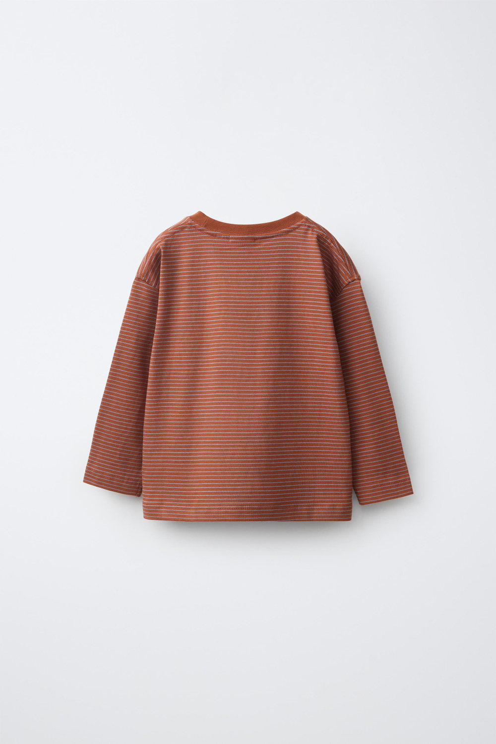 ZARA НАБОР ИЗ ТРЕХ ФУТБОЛОК С ДЛИННЫМ РУКАВОМ, ЧЕРЕПИЧНЫЙ