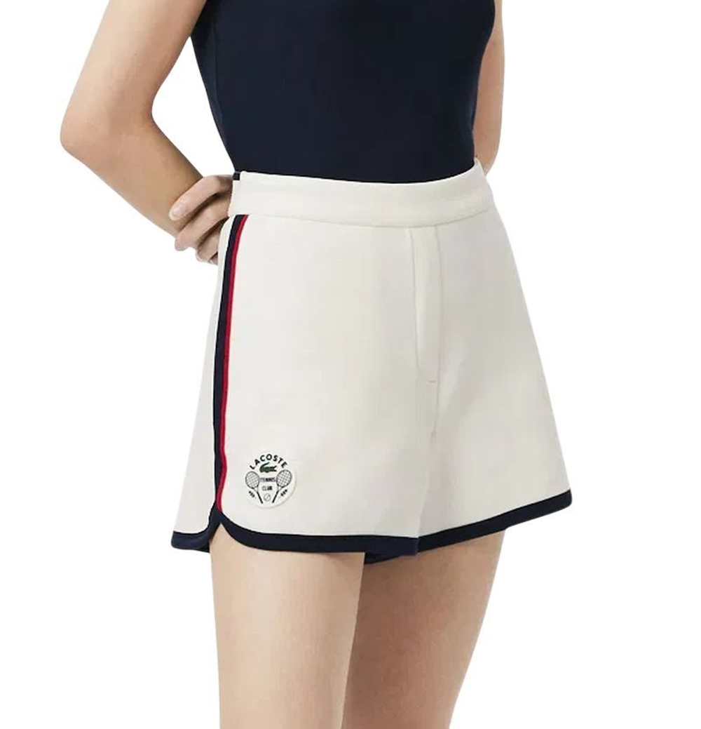Женские теннисные шорты Lacoste Tennis Heritage Stretch Pique - white/navy blue