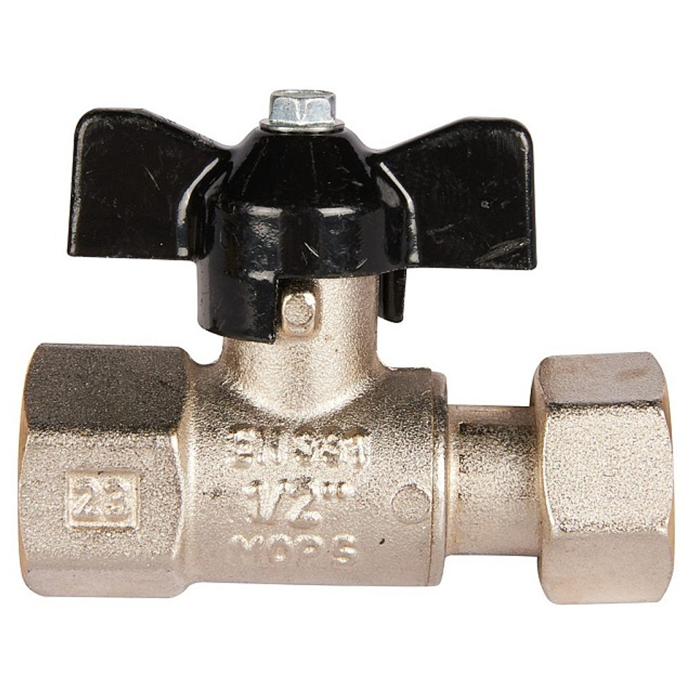 Кран шаровой с накидной гайкой STOUT 1/2"x1/2" ВР/накидная гайка (бабочка)