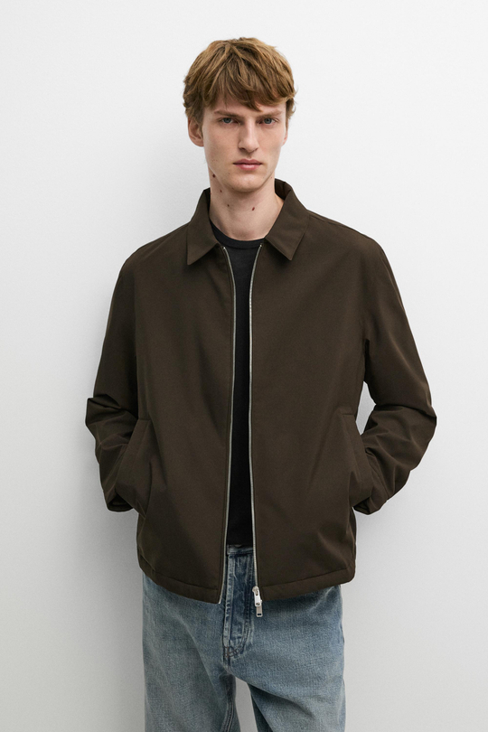 Massimo Dutti Легкая куртка с воротником, шоколадный