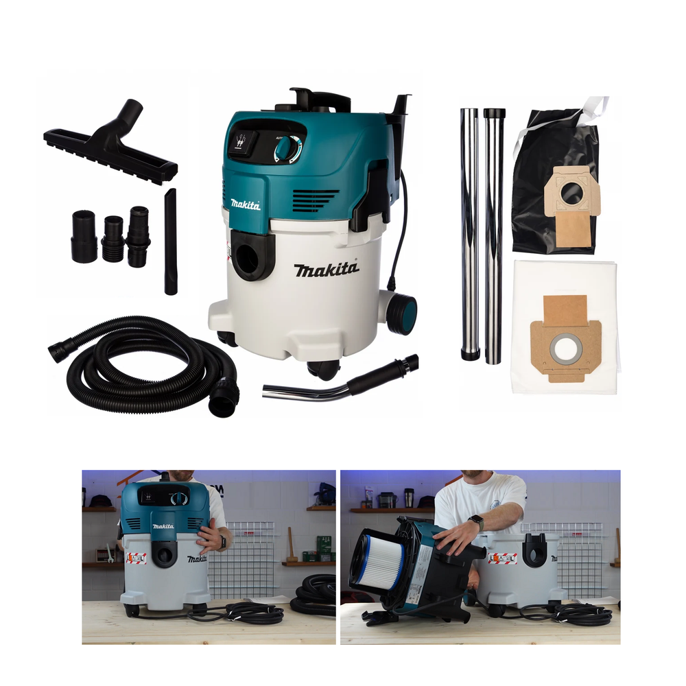 СУПЕР ЦЕНЫ! Пылесос профессиональный строительный Makita VC 3012L 1,5 кВт 24/19 л, L-класса, для сухой и влажной уборки. Может работать в паре с электроинструментом мощностью до 2400 Вт VC3012L