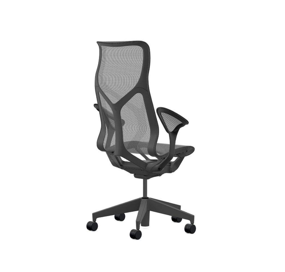 Кресло Herman Miller Cosm, высокая спинка, цвет Graphite, подлокотники «лепестки» (Leaf)